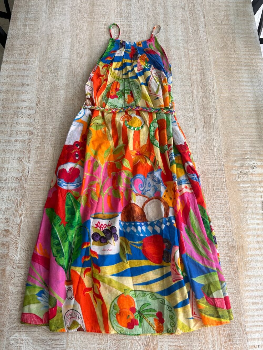 Farm Rio Multicolor Summer Picnic Midi Dress Size Medium NWT - Picture 12 of 12